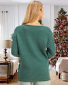 Felicity V-Neck Cable Sweater in Pine Green