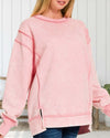 Time For Dreaming Acid Wash Fleece Sweatshirt in Pink