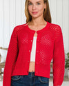 Ella Lightweight Crochet Cardigan Sweater in Red
