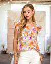 Ava Multi-Floral Cap Sleeve Blouse
