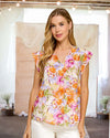 Ava Multi-Floral Cap Sleeve Blouse