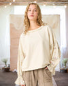 Boho Beauty Floral Eyelet Sleeve French Terry Top in Cream