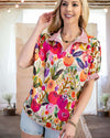 Bright and Beautiful Floral Top in Fuchsia - Curvy