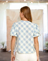 Checked and Balanced Gingham Top in Light Blue
