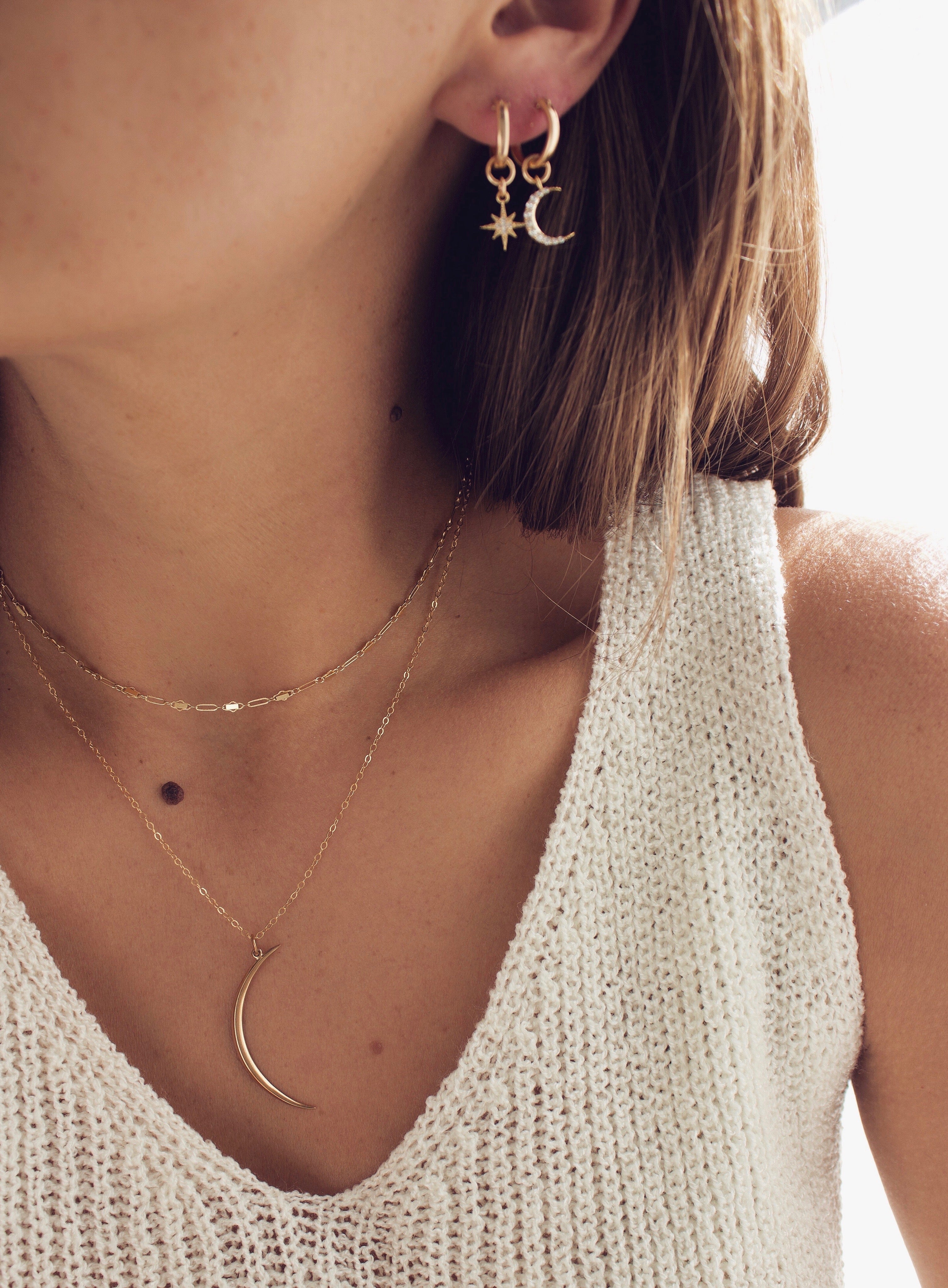 Crescent Moon Necklace in Gold