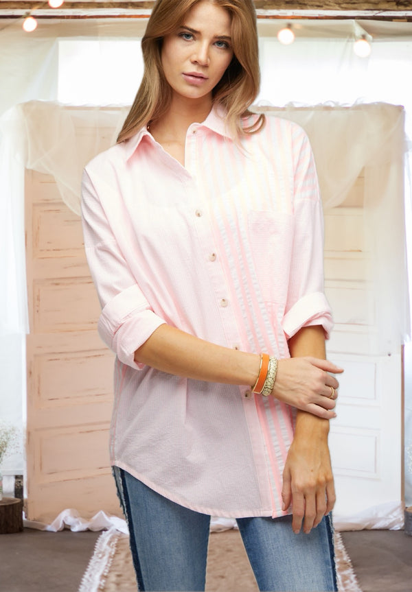 Off to Hilton Head Stripe Button Down Shirt - Two Colors