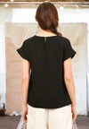 Know So Well Pleated Detail Sleeve Blouse in Black