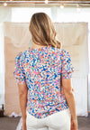 Floral the Good Times Blouse in Blue - Curvy