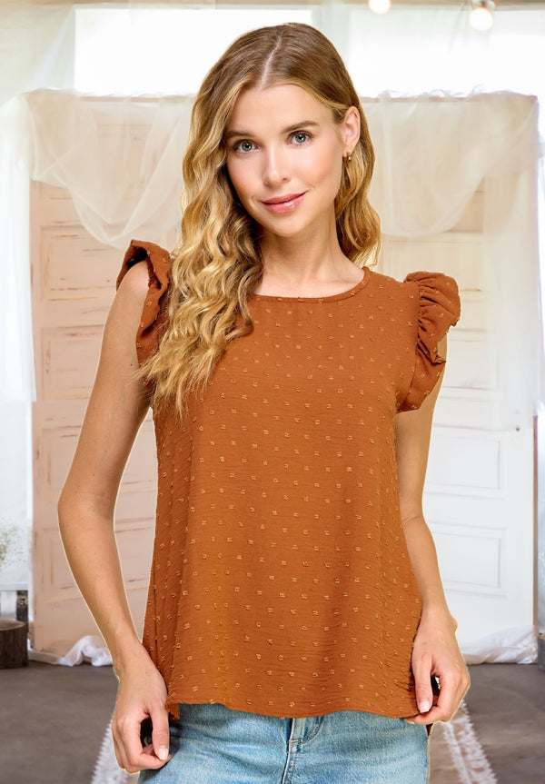 True To Myself Textured Dot Blouse in Copper