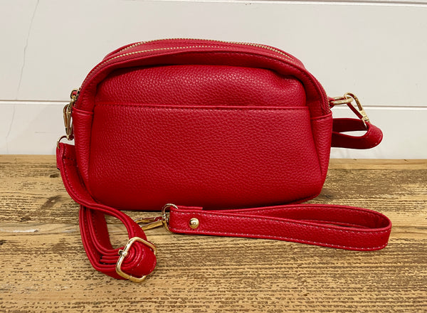 Ciao, Babe! Leather Rectangle Crossbody Bag in Red