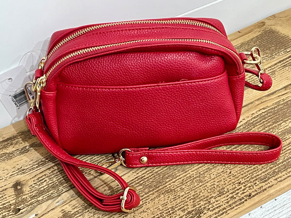 Ciao, Babe! Leather Rectangle Crossbody Bag in Red