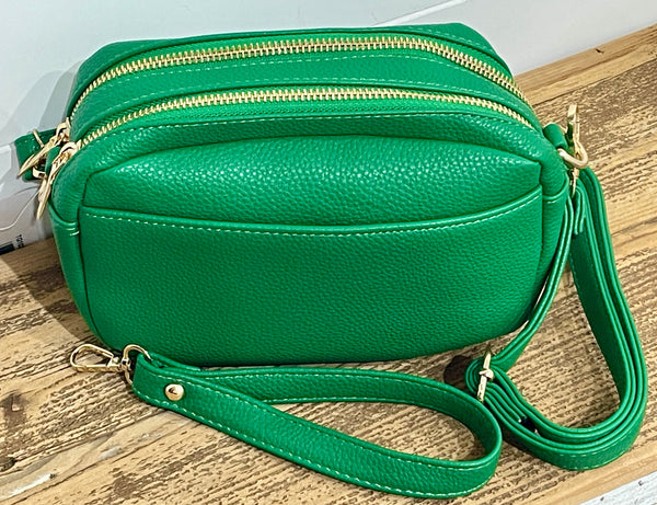 Ciao, Babe! Leather Rectangle Crossbody Bag in Kelly Green