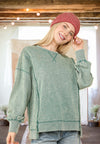 Everybody Knows Mineral Washed French Terry Sweatshirt in Green