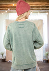 Everybody Knows Mineral Washed French Terry Sweatshirt in Green