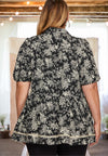 Toile We Meet Again Floral Blouse in Navy - Curvy