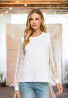 Smitten With You Bow Lace Sleeve Top in White