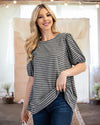 Run to You Gingham Print Top With Puff Sleeves in Black - Misses and Curvy