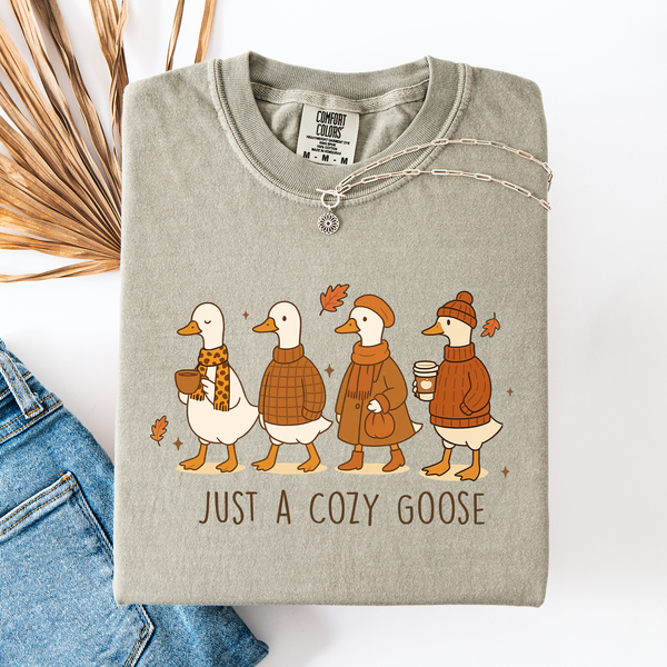 Just A Cozy Goose Fall Tee - Misses and Curvy