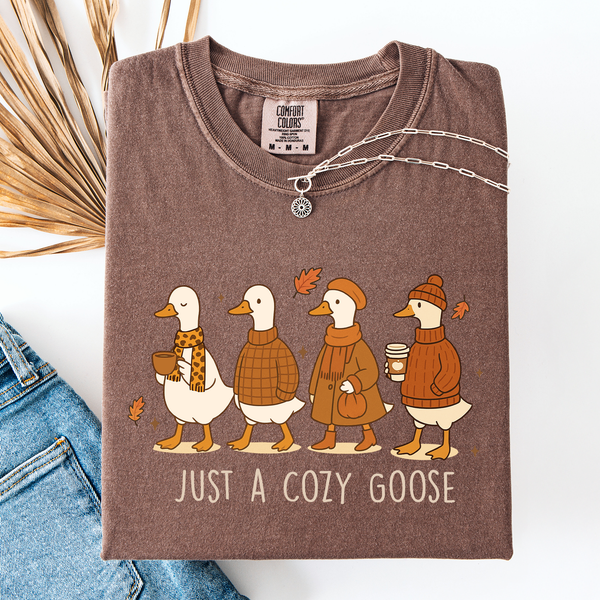 Just A Cozy Goose Fall Tee - Misses and Curvy