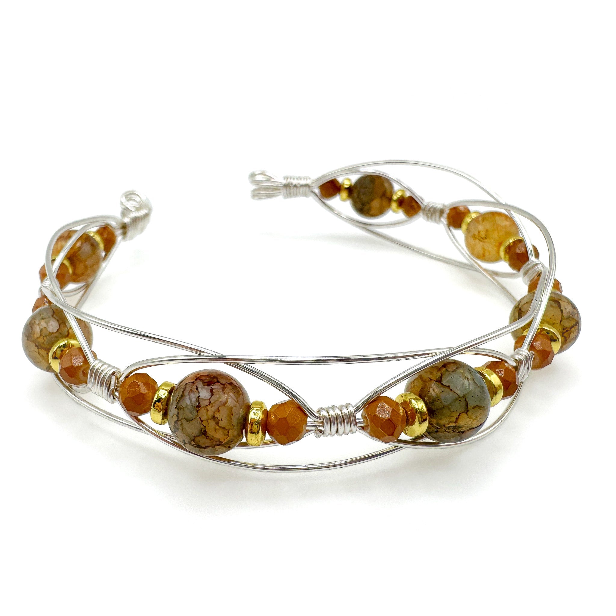 Nova Agate Bead Cuff Bracelet