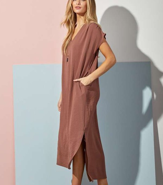 Life is So Good Maxi Dress in Mocha - Curvy