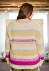 Tell Me Everything Mult Stripe Sweater in Cream/Fuchsia - Curvy