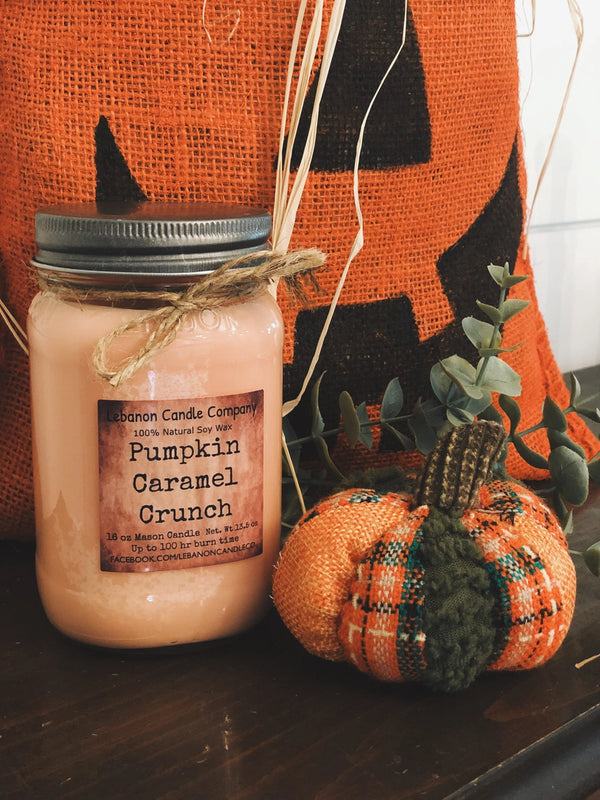 Pumpkin Caramel Crunch 16 oz. Mason Jar Soy Candle