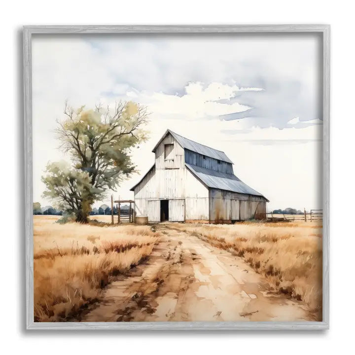 Farmhouse Barn Landscape Framed Art