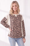 Different Paths Floral Ribbed Sweatshirt in Vintage Brown - Curvy — product image 1