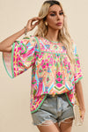 Let's Hit the Festivals Printed Blouse in Hot Pink