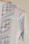 Addi Rose Mixed Plaid Mesh Layering Top in Pastel Blue