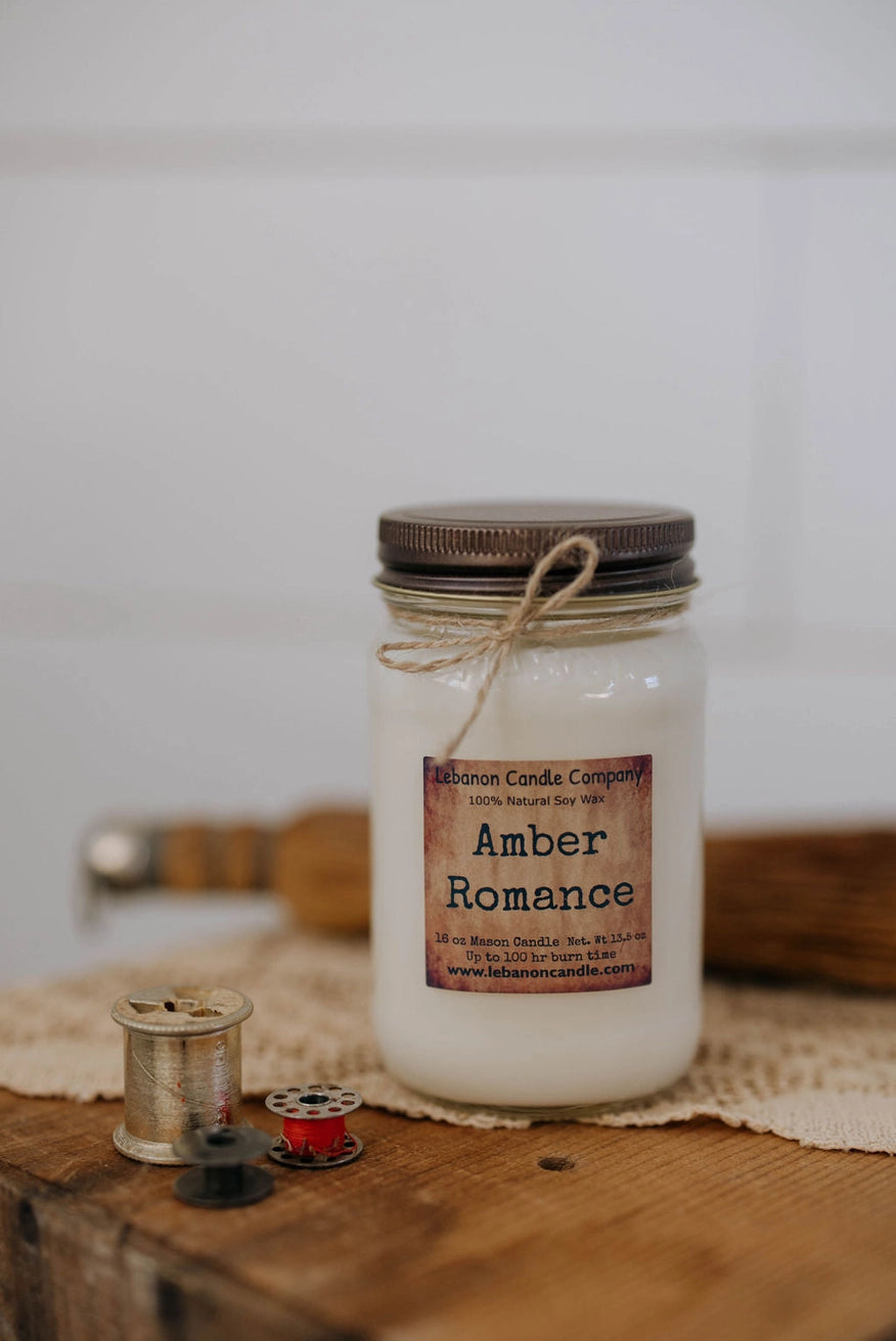 Amber Romance 16 oz. Mason Jar Soy Candle