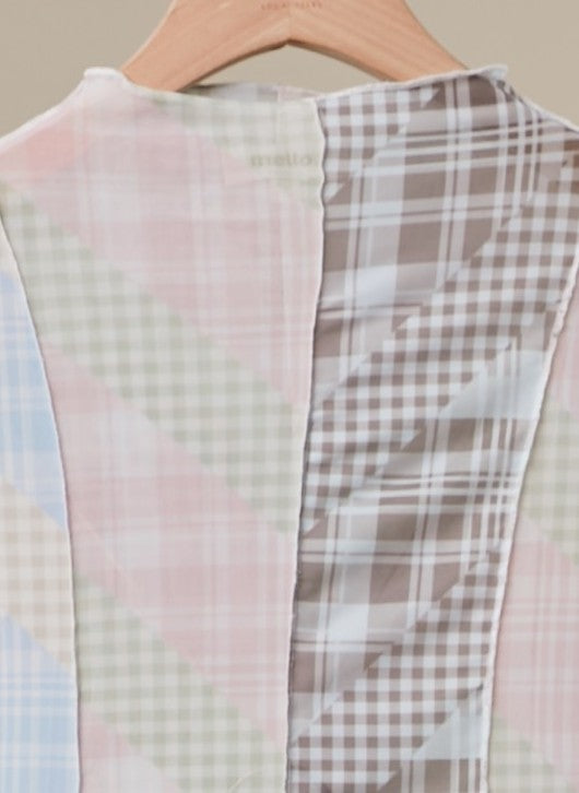 Addi Rose Mixed Plaid Mesh Layering Top in Pastel Blue