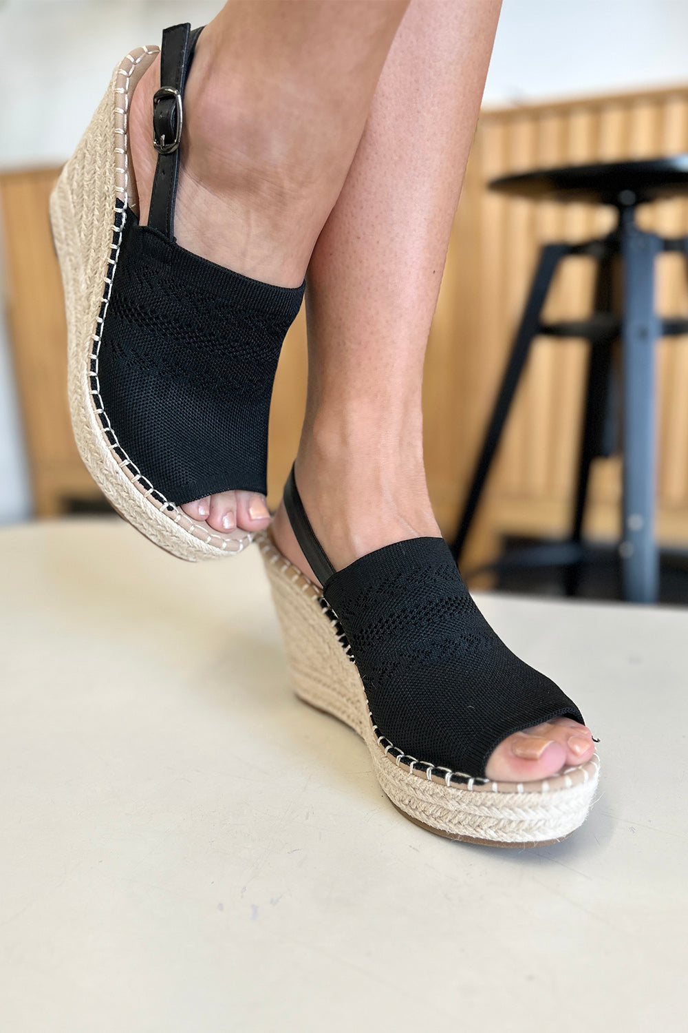 Santa Rosa Wedge Espadrille Sandal in Black