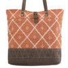 Emma Tapestry and Leather Tote in Rust