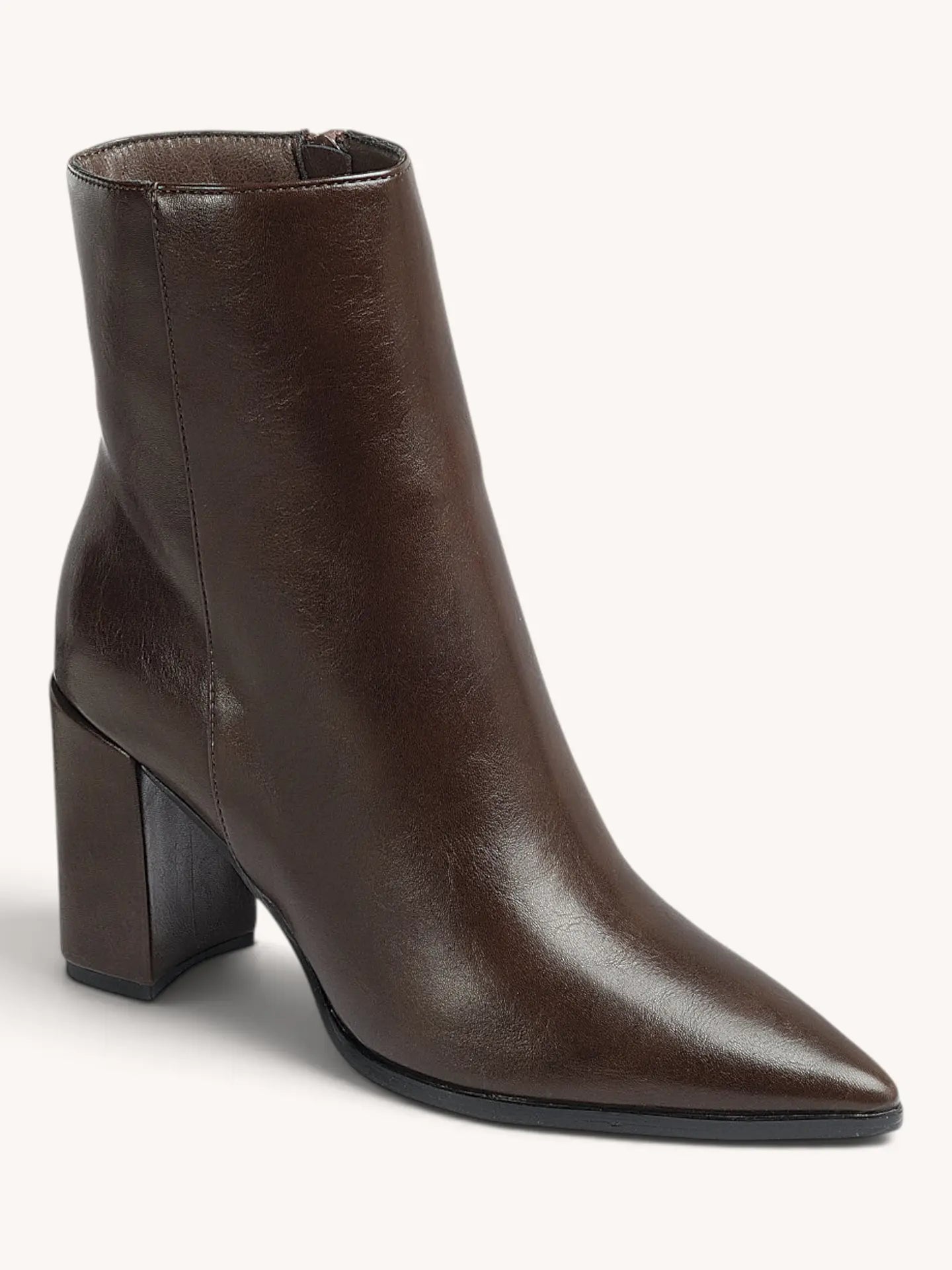 Isabella Pointed Toe Ankle Boot in Coffee Brown