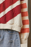 Color Theory Textured Striped Pullover in Rust