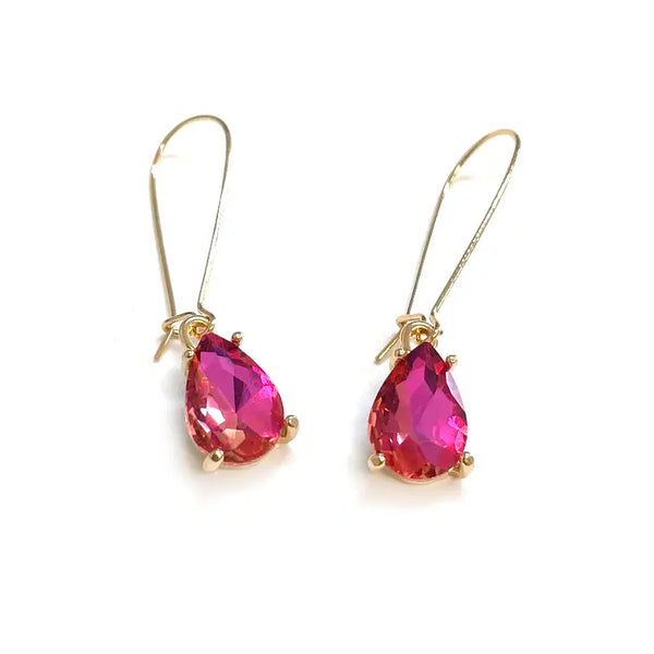 Broadway Midi Cushion Cut Teardrop Crystal Glass Bead Drop Earrings in Rose AB