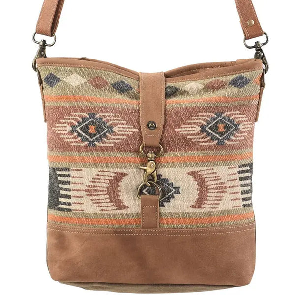 Kylie Canvas and Leather Crossbody Bag in Brown