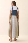 Eliana Patchwork Overall Maxi Dress in Light Denim - Curvy