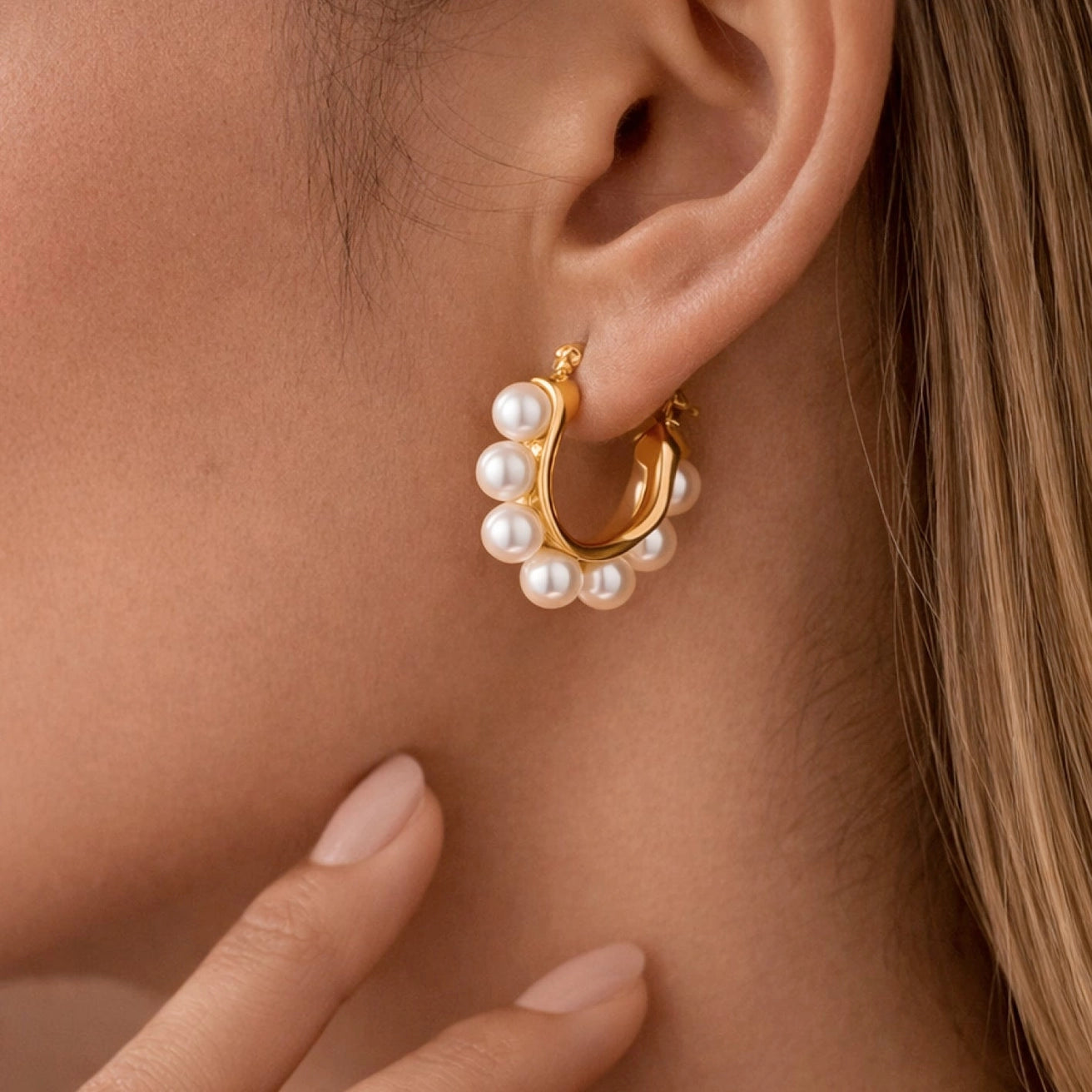 Patrice 18K Gold Dipped Pearl Hoop Earrings