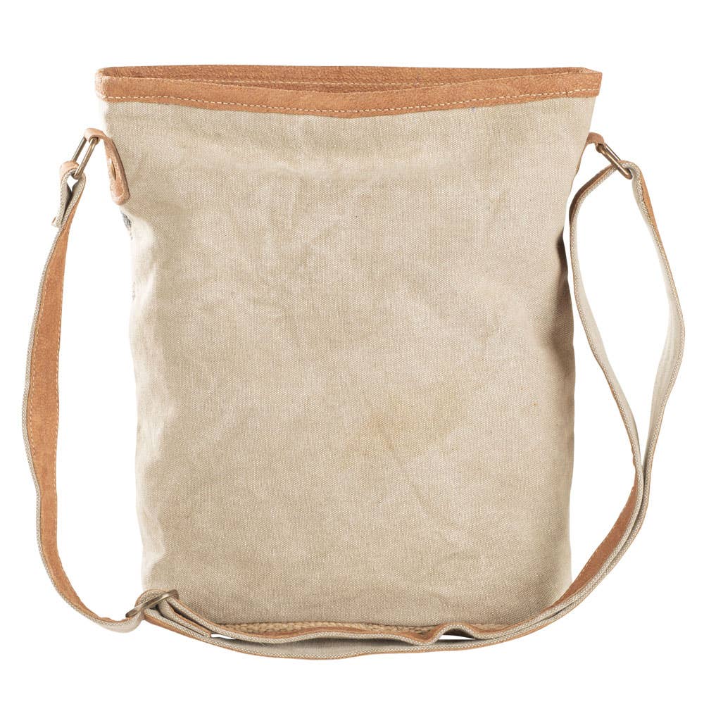 Paulette Floral Canvas and Leather Crossbody in Blue