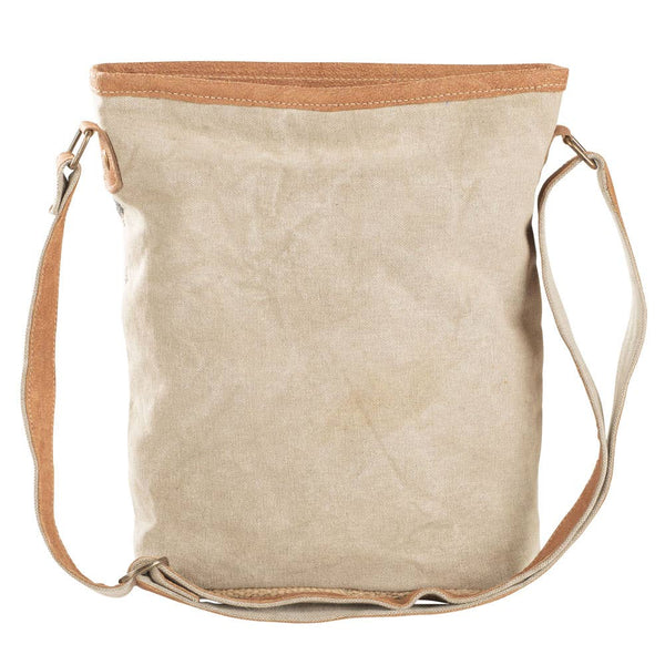Paulette Floral Canvas and Leather Crossbody in Blue