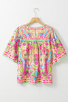 Let's Hit the Festivals Printed Blouse in Hot Pink