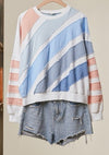 Color Theory Textured Striped Pullover in White