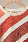 Color Theory Textured Striped Pullover in Rust