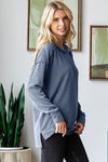 Just To See You Wavy Ribbed Top in Dark Denim