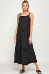 Living the Dream Life Ruffle Trim Tiered Midi Sundress in Black