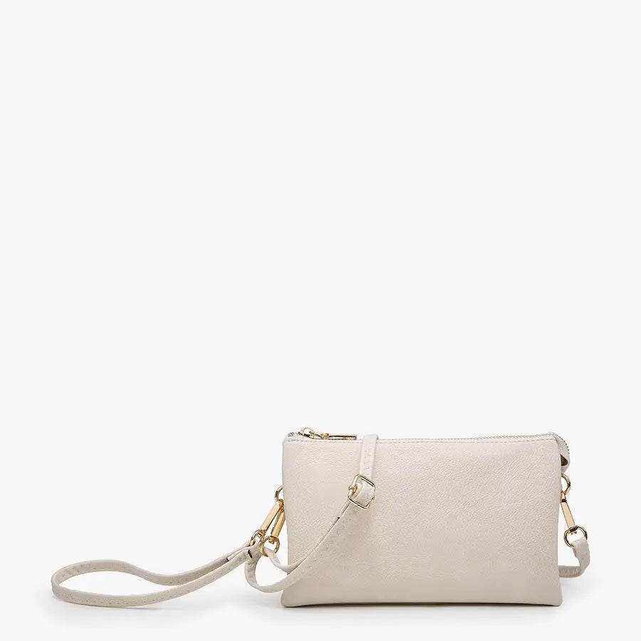 Tori Leather Three Compartment Crossbody in Ivory