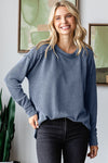 Just To See You Wavy Ribbed Top in Dark Denim